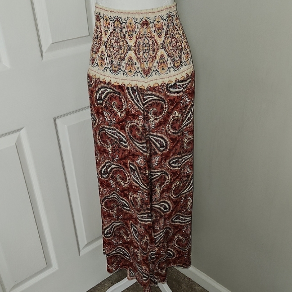 Belle France Made in Italy 100% Viscose Paisley Palazzo Boho Pants M - Picture 2 of 8